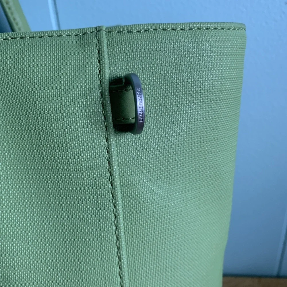 DAGNE DOVER Signature Legend Green Coated Canvas Large Laptop Tote Bag